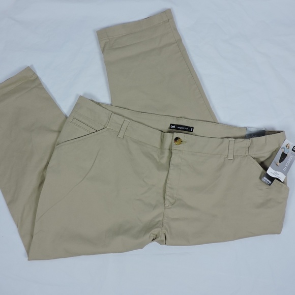 Lee Pants - Lee Womens Khaki Bungalow Crop Pants Midrise